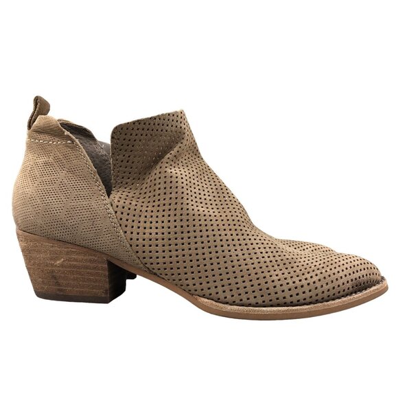 Dolce Vita Women's Size 8 Brown Leather Pointed Toe Cutout Heeled Ankle Booties - Picture 1 of 14